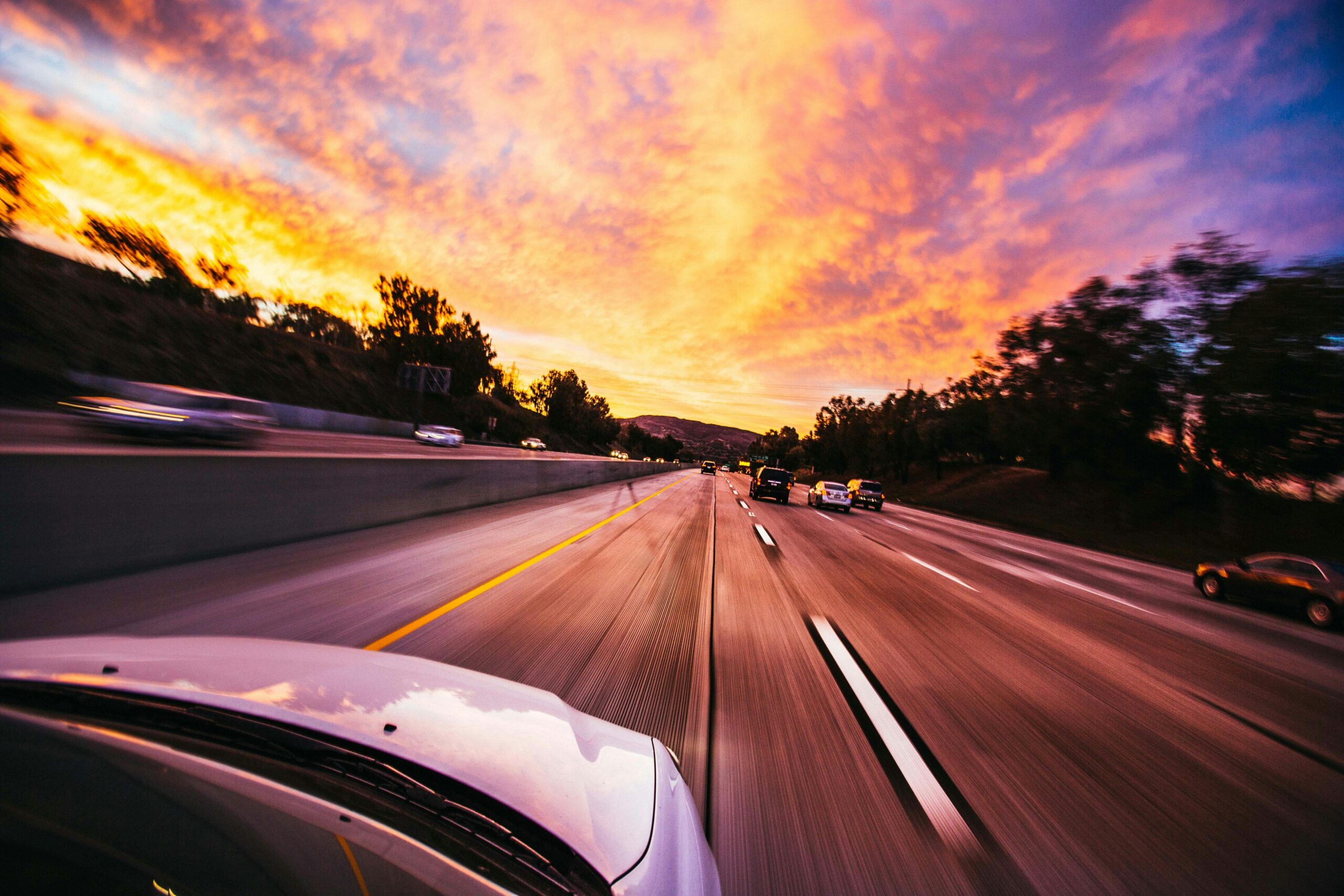 car driving on highway